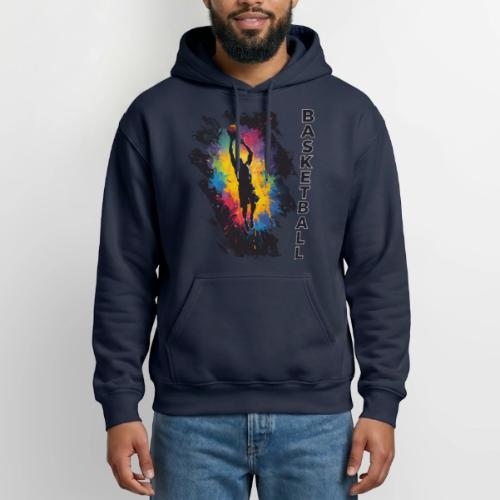 High Energy Basketball Paint Splatter Art - Heavyweight Unisex Hoodie by Gildan