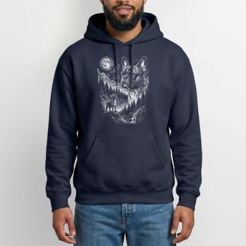 Vintage French Bulldog Moon Howling Tee - Gildan Heavy Blend Adult Hoodie