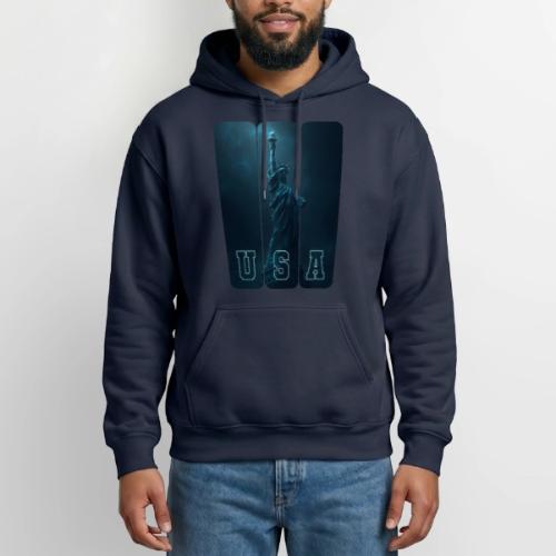 Neon Liberty USA Triptych - Heavyweight Unisex Hoodie by Gildan