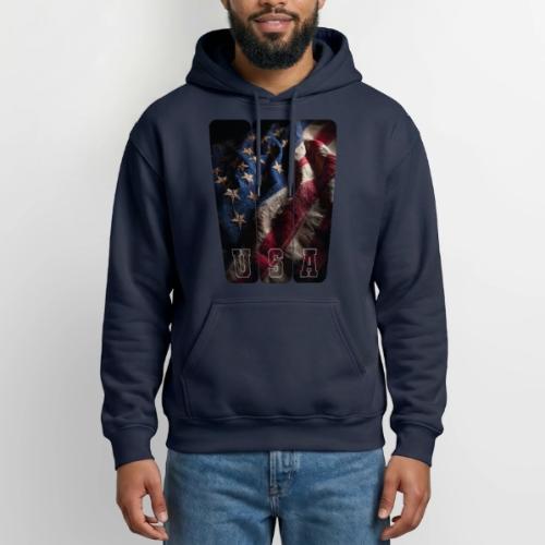 USA: Worn Stars and Stripes - Gildan Heavy Blend Adult Hoodie