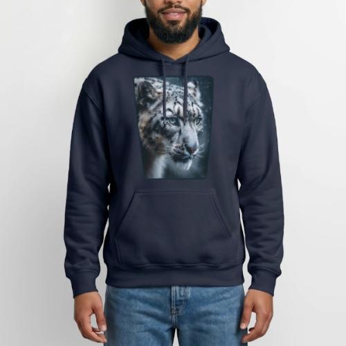 Snow Leopard Blue Eyes Design - Heavyweight Unisex Hoodie by Gildan