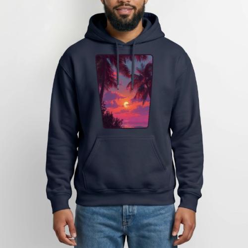 Tropical Sunset Palm Silhouette Design - Heavyweight Unisex Hoodie by Gildan