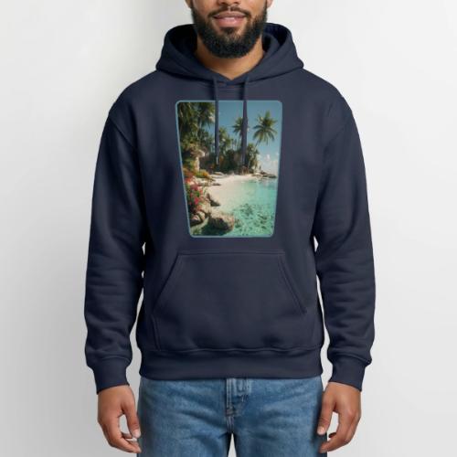 Serene Tropical Beach Floral Design - Gildan Heavy Blend Adult Hoodie