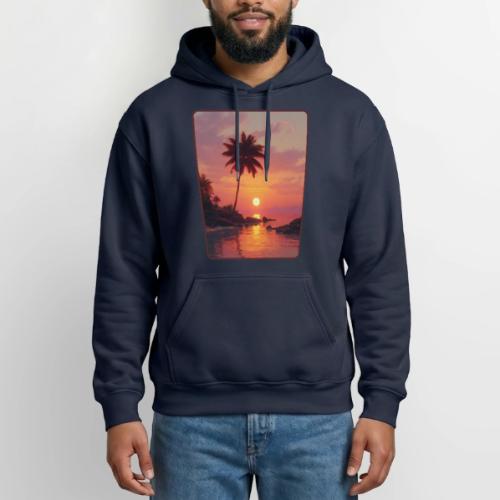 Tropical Beach Sunset Palm Design - Gildan Heavy Blend Adult Hoodie