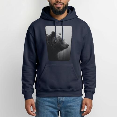 Grizzly Bear Black White Portrait Design - Gildan Heavy Blend Adult Hoodie