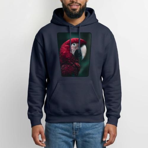 Red Green Macaw Bird Portrait Design - Heavyweight Unisex Hoodie by Gildan