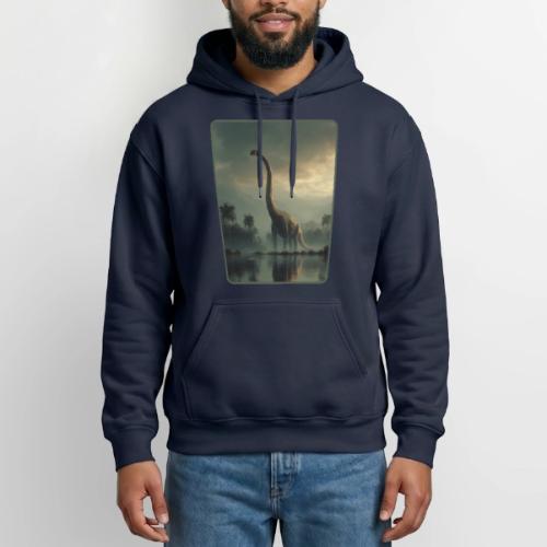 Brachiosaurus Misty Lake Design - Heavyweight Unisex Hoodie by Gildan