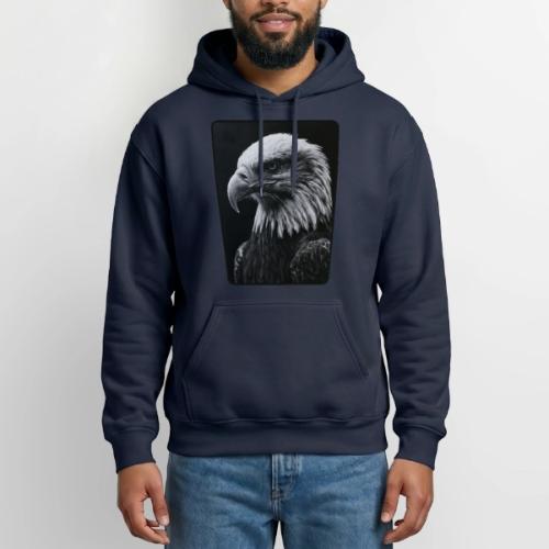 Black White Bald Eagle Design - Heavyweight Unisex Hoodie by Gildan