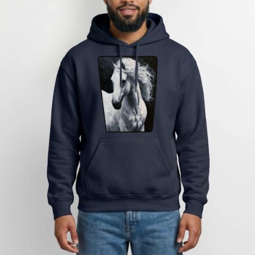 White Horse Oil Painting Design - Gildan Heavy Blend Adult Hoodie
