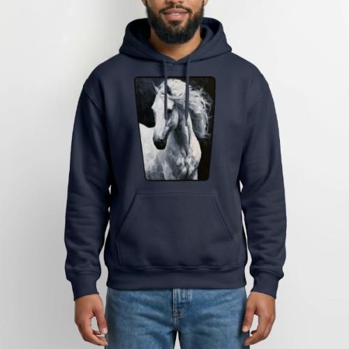 White Horse Oil Painting Design - Heavyweight Unisex Hoodie by Gildan