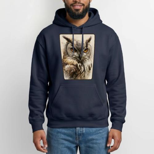Great Horned Owl Watercolor Design - Heavyweight Unisex Hoodie by Gildan