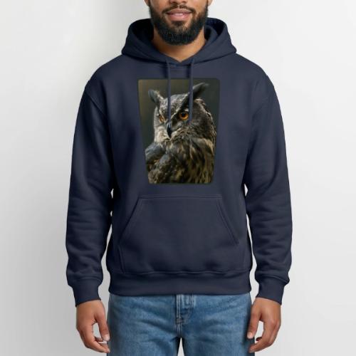 Eurasian Eagle Owl Portrait Design - Heavyweight Unisex Hoodie by Gildan