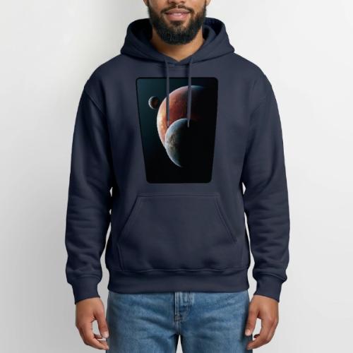 Three Planets Deep Space Design - Heavyweight Unisex Hoodie by Gildan