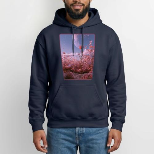 Cosmic Moon & Cosmos Flowers Art - Heavyweight Unisex Hoodie by Gildan