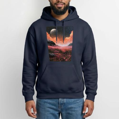 Moonlit Fantasy Flower Landscape - Heavyweight Unisex Hoodie by Gildan