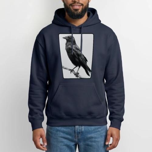 Raven Black and White Art Design - Heavyweight Unisex Hoodie by Gildan