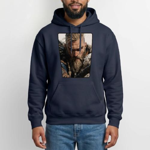 Fierce Viking Warrior Portrait - Heavyweight Unisex Hoodie by Gildan