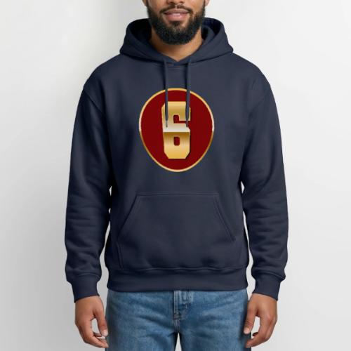 Number 6 in Gold Varsity Font - Gildan Heavy Blend Adult Hoodie