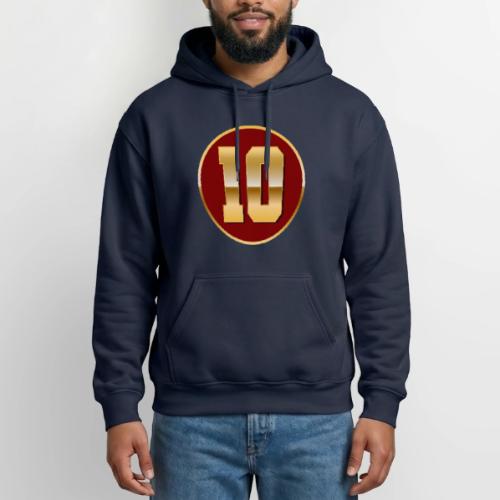 Number 10 in Gold Varsity Font - Gildan Heavy Blend Adult Hoodie