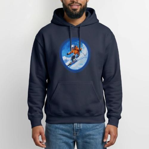 Skiing: On the Edge - Heavyweight Unisex Hoodie by Gildan