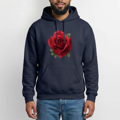 Rose: Crimson Bloom Elegance - Heavyweight Unisex Hoodie by Gildan