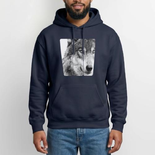 Wolf Face Triptych: Silent Alpha - Heavyweight Unisex Hoodie by Gildan