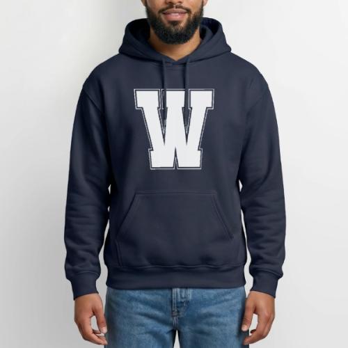 White Letter W – Varsity Alphabet Monogram - Gildan Heavy Blend Adult Hoodie