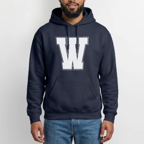 White Letter W – Varsity Alphabet Monogram - Heavyweight Unisex Hoodie by Gildan