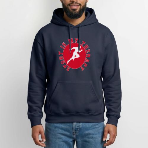 Sport Is My Therapy – Running Motivation Badge - Gildan Heavy Blend Adult Hoodie