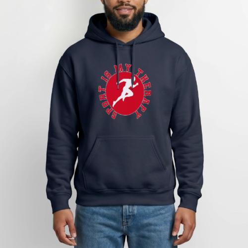 Sport Is My Therapy – Running Motivation Badge - Heavyweight Unisex Hoodie by Gildan