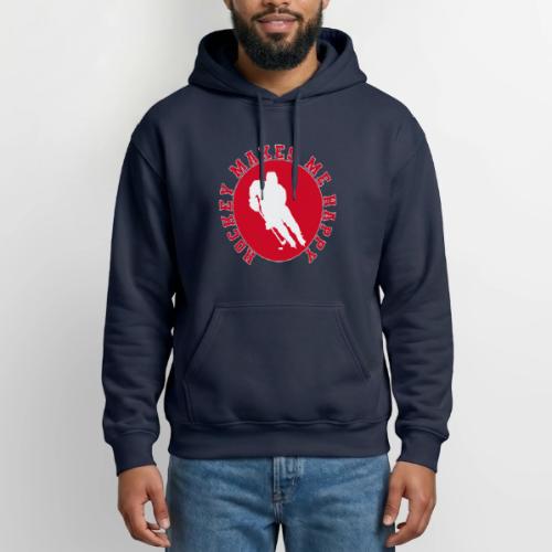 Hockey Makes Me Happy – Ice Hockey Fan Emblem - Gildan Heavy Blend Adult Hoodie