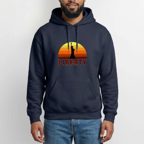 USA: Sunset Liberty Bold - Heavyweight Unisex Hoodie by Gildan