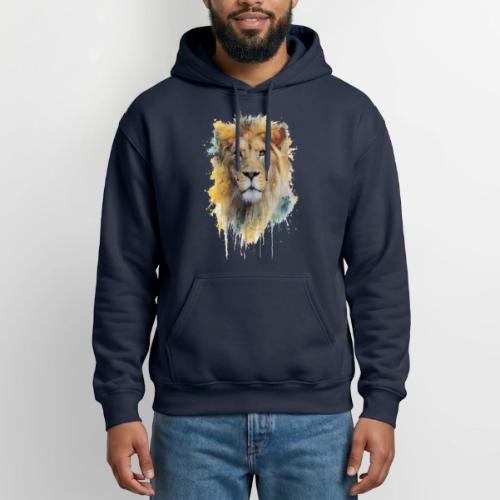 Watercolor Lion Portrait - Heavyweight Unisex Hoodie by Gildan