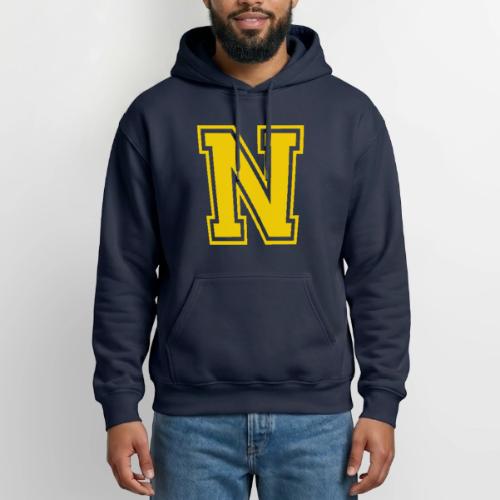 Letter N – Capital Athletic Alphabet Monogram - Heavyweight Unisex Hoodie by Gildan