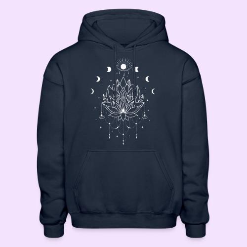 Third Eye White Lotus Flower - Moon Cycle Design - Gildan Heavy Blend Adult Hoodie