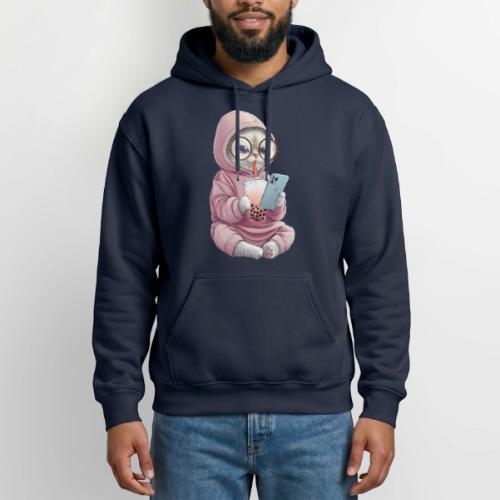 Cool Cat Bubble Tea Cartoon Design - Heavyweight Unisex Hoodie by Gildan