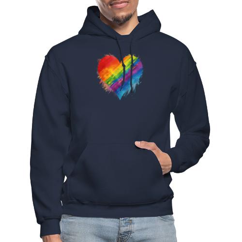 Watercolor Rainbow Pride Heart - LGBTQ LGBT Pride - Gildan Heavy Blend Adult Hoodie