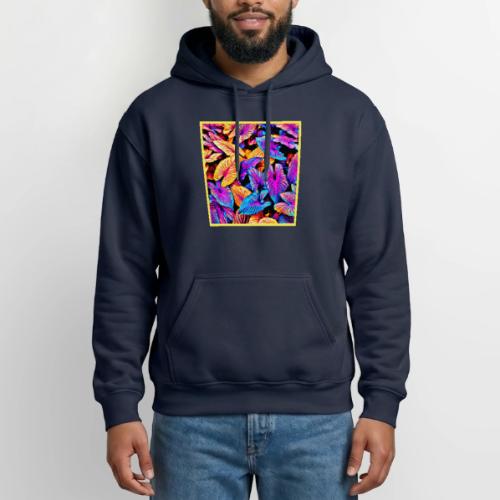 Captivating Neon Elegance Leaf Pattern - Gildan Heavy Blend Adult Hoodie