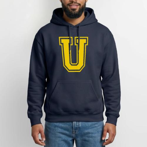 Letter U – Capital Athletic Alphabet Monogram - Heavyweight Unisex Hoodie by Gildan