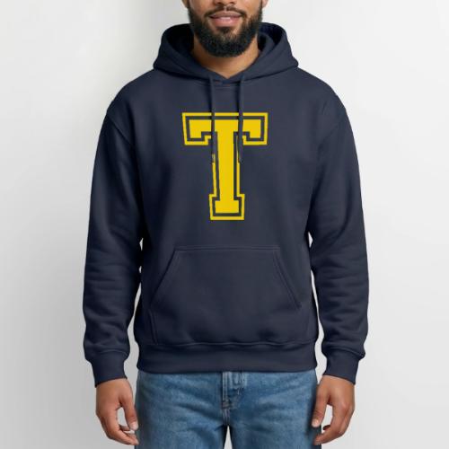 Letter T – Capital Athletic Alphabet Monogram - Gildan Heavy Blend Adult Hoodie