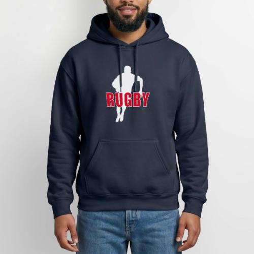 Bold Rugby Action Silhouette - Heavyweight Unisex Hoodie by Gildan