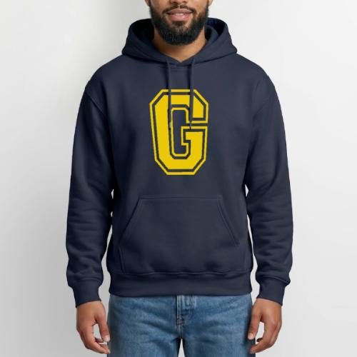 Letter G – Capital Athletic Alphabet Monogram - Heavyweight Unisex Hoodie by Gildan