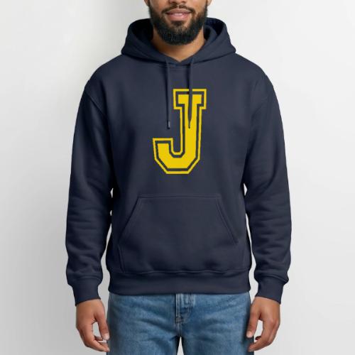 Letter J – Capital Athletic Alphabet Monogram - Heavyweight Unisex Hoodie by Gildan