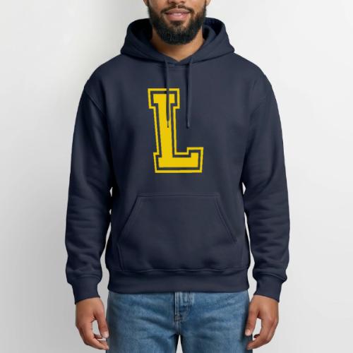Letter L – Capital Athletic Alphabet Monogram - Heavyweight Unisex Hoodie by Gildan