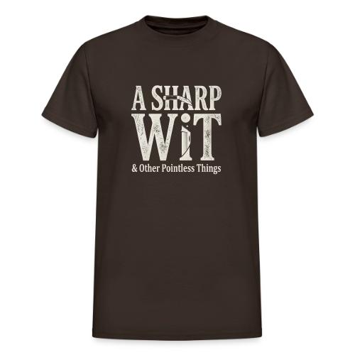 A Sharp Wit & Other Pointless Things - Knife Pun - Heavyweight Unisex T-Shirt by Gildan