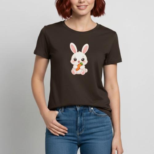 Cute Bunny Rabbit Holding Carrot – Kawaii Easter - Heavyweight Unisex T-Shirt by Gildan