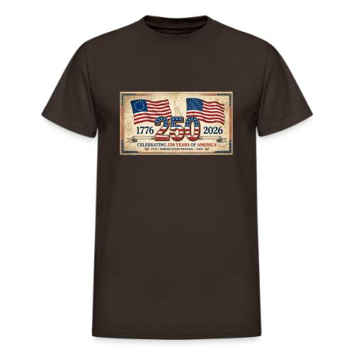 USA 250th Anniversary Flags Emblem - Heavyweight Unisex T-Shirt by Gildan