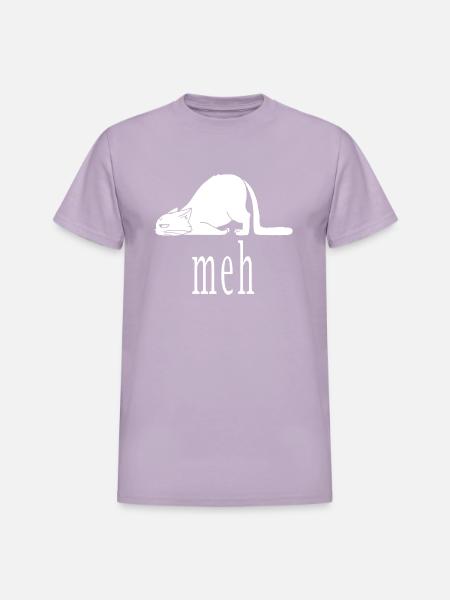 Meh Cat - Heavyweight Unisex T-Shirt by Gildan - orchid