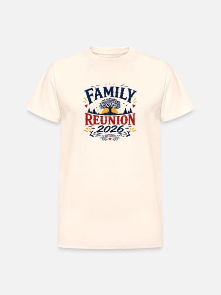 Family Reunion 2026 Emblem Design - Heavyweight Unisex T-Shirt by Gildan - natural