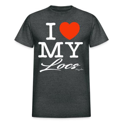 I LOVE MY LOCS (white text design) - Heavyweight Unisex T-Shirt by Gildan